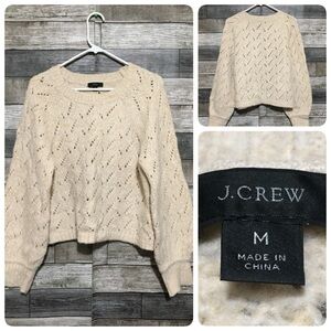 J Crew Relaxed Fit Wool Blend Sweater Women’s M Cream Pullover Balloon Sleeve